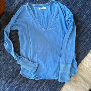We The Free Sky Blue V-Neck Top